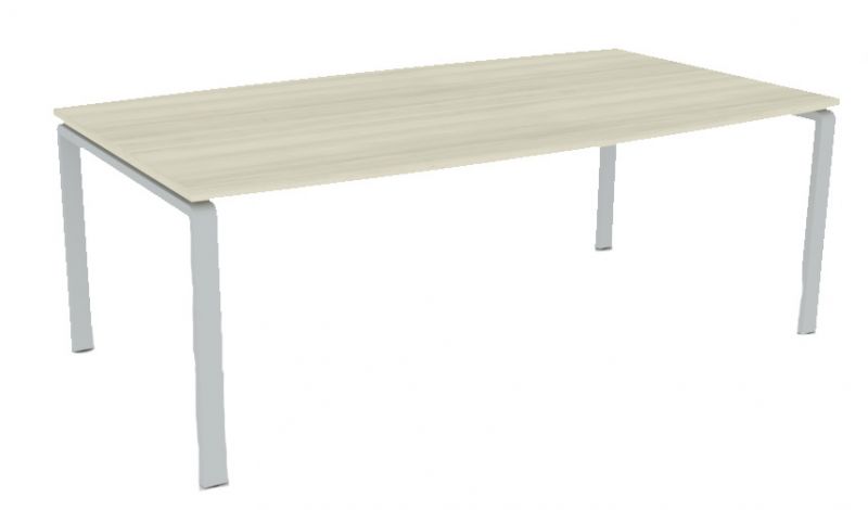 Pensum Besprechungstisch von Palmberg: Rechteckiger Konferenztisch mit heller Holzplatte und silberfarbenem Metallgestell. Ideal für Büros.